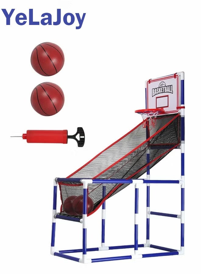 يلا جوي Arcade لعبة حلقة كرة السلة, ألعاب القبو, حلقة كرة السلة للأطفال, لعبة كرة السلة مع نظام تدريب حلقة و 2 كرة السلة, مضخة الهواء متضمنة, الأطفال الألعاب الرياضية الداخلية, المرح والترفيه, الارتفاع 140 سم - Image 1